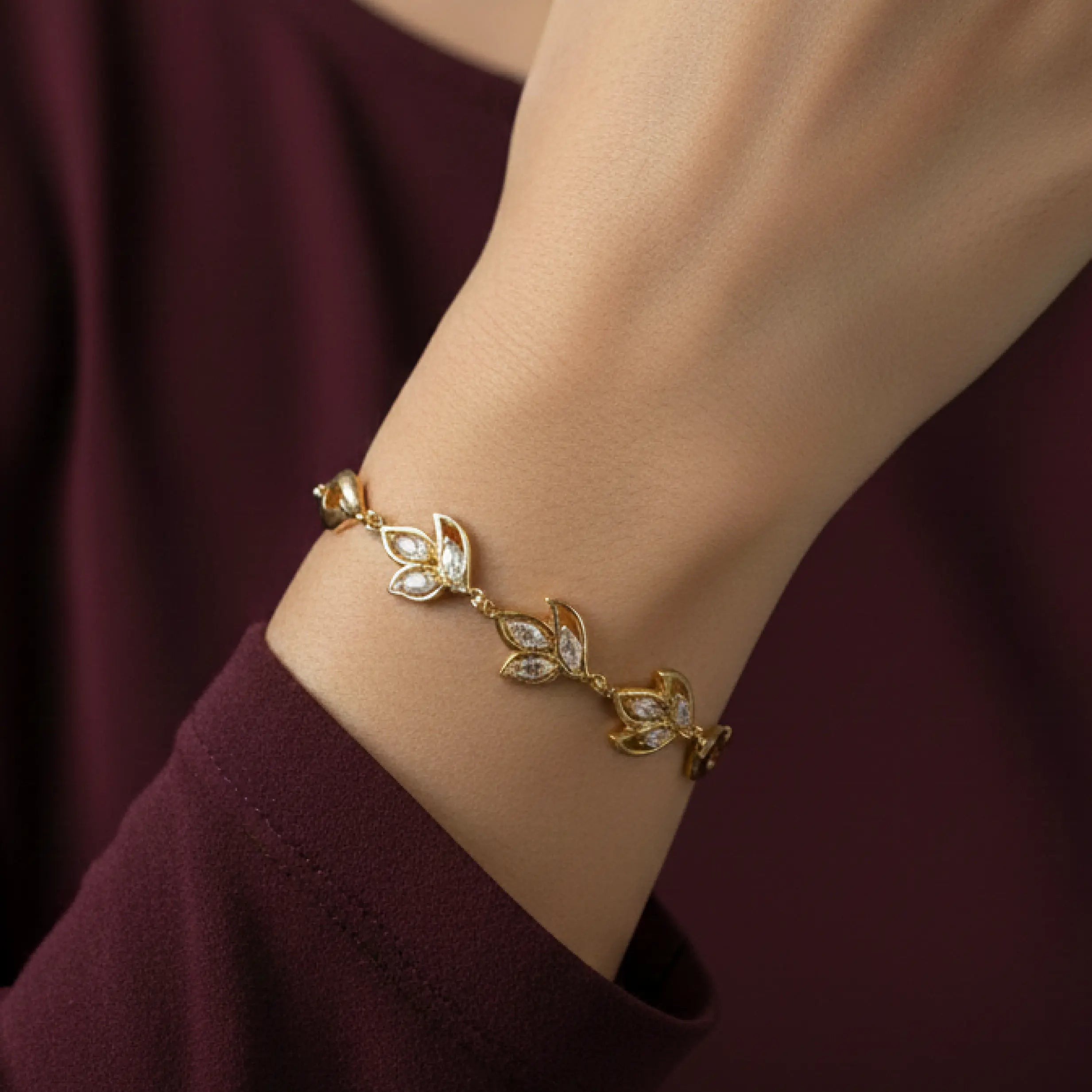 Crystal Leaf Bracelet